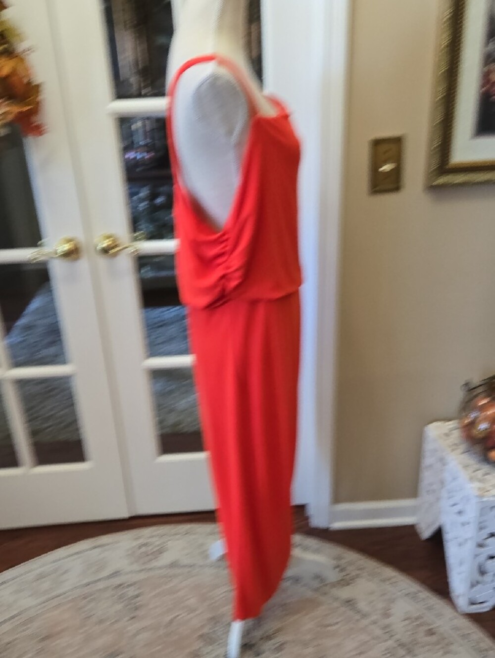 sofia by sofia vergara Bright Red Draped Maxi Dress Sleeveless Stretch XXXL NEW - Picture 4 of 7
